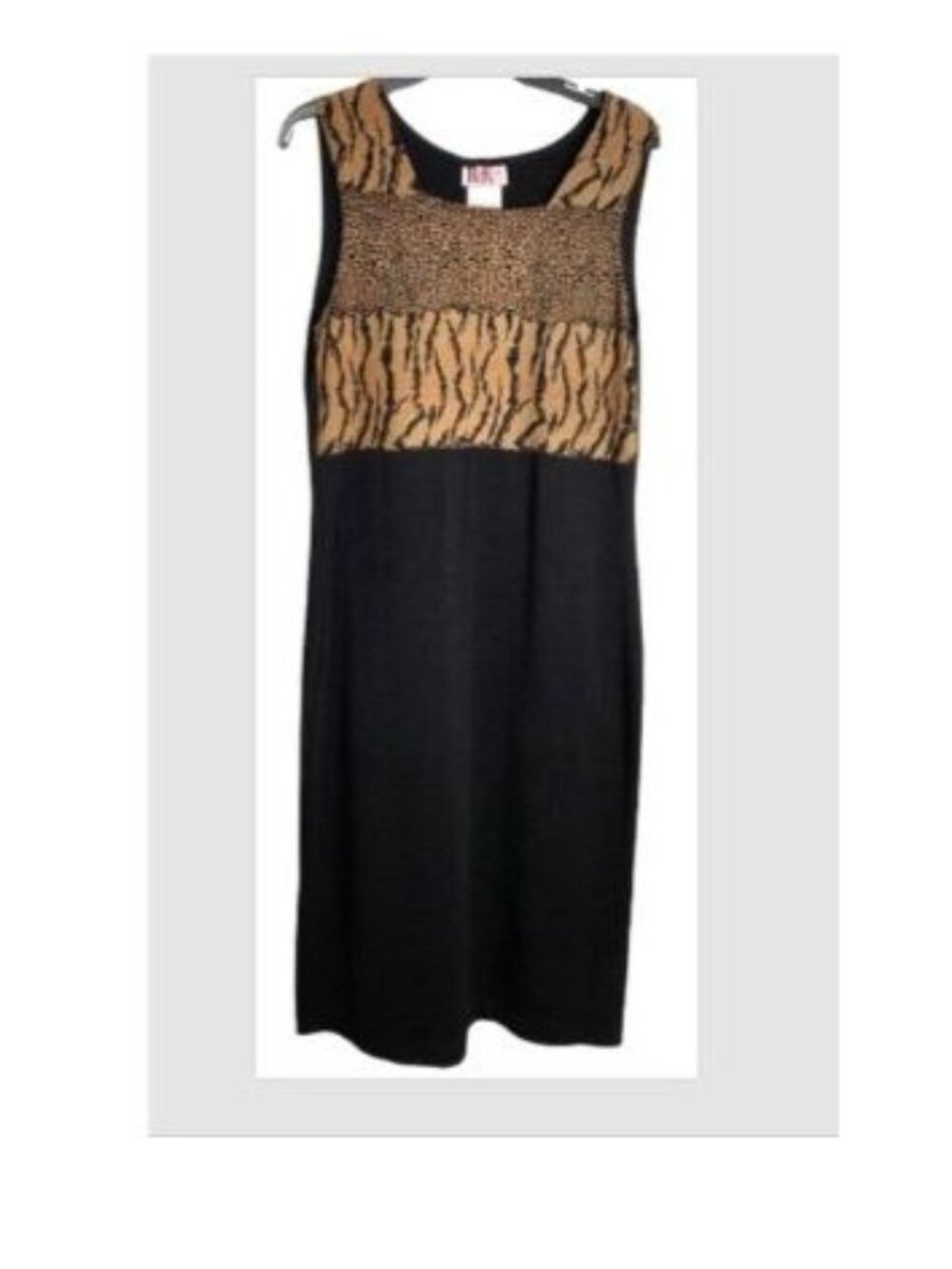 Vintage R&K Originals Womens 80s Black Dress With Animal Print Size 12 Mobwife